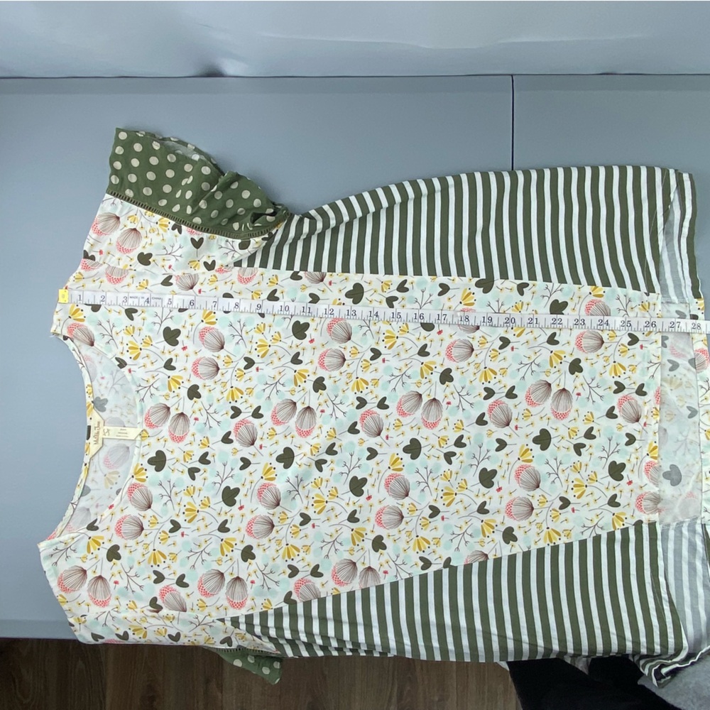 Matilda Jane Gentle Breeze Top Size L Floral Stripe Ruffle Short Sleeves Rayon - Picture 11 of 13